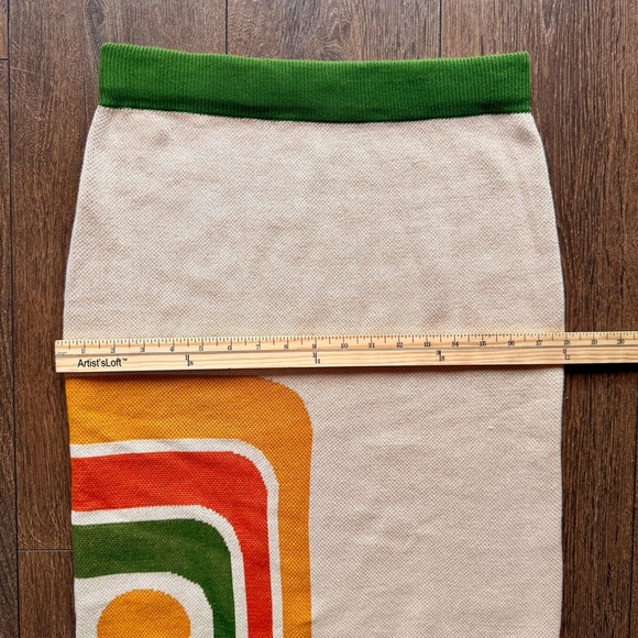 Oxknit Retro 70s Graphic Knit Midi Pencil Skirt 100% Cotton - Picture 6 of 9